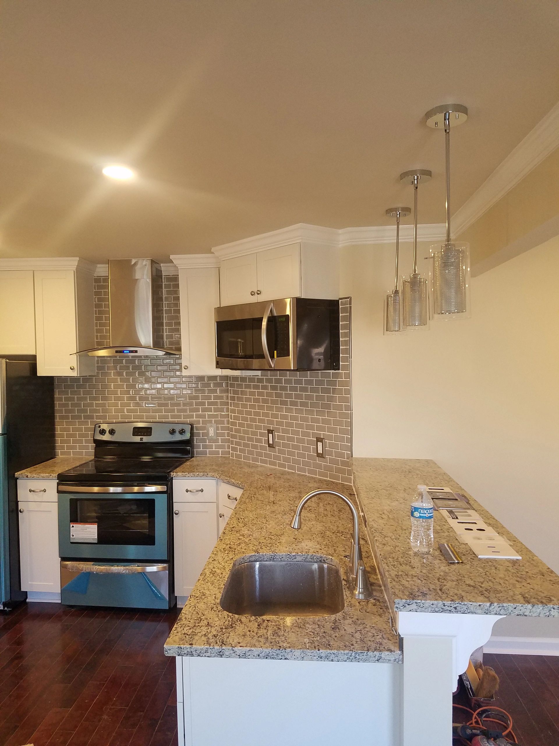 White kitchen with subway tile